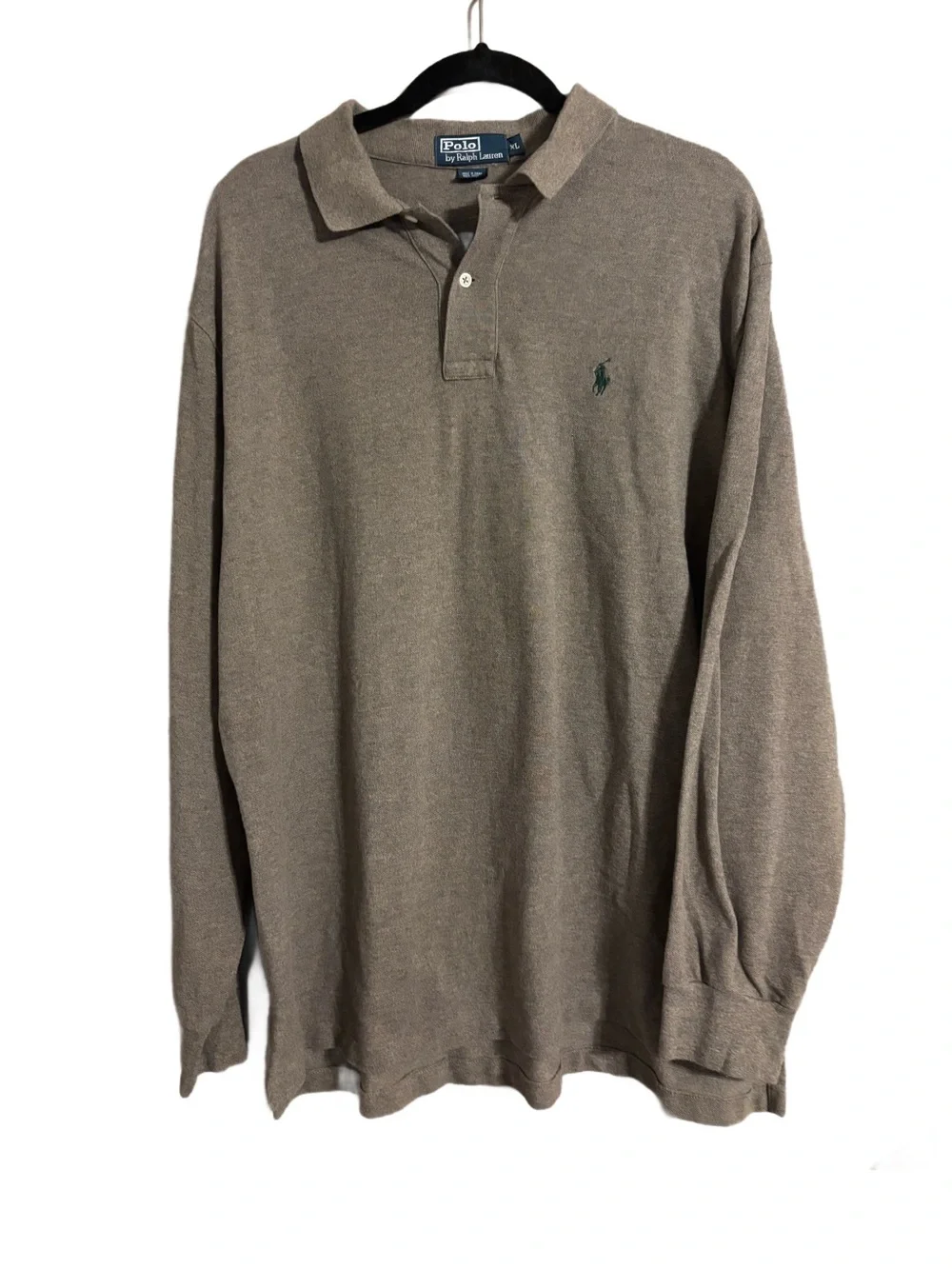 Vintage Polo Ralph Lauren Long Sleeve Heathered Taupe Preppy Academia Men’s XL